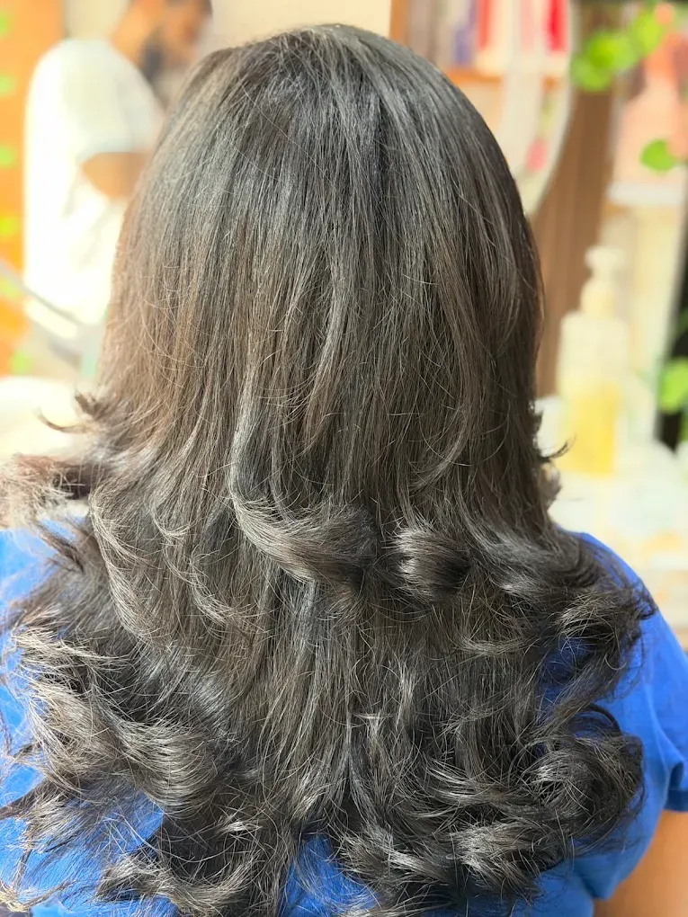 Hair styling result, salon finish
